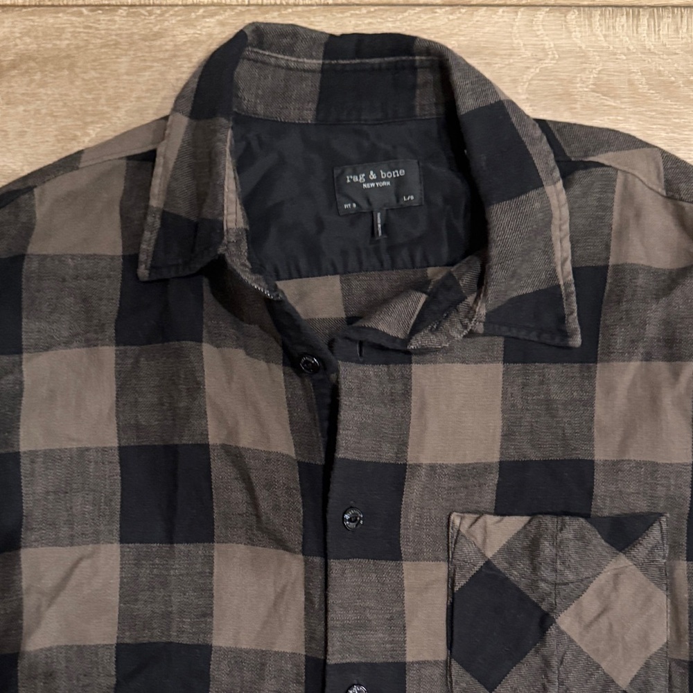 Rag & Bone Men's Plaid Shirt in Black and Brown
